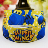 7/8'' (22mm) Superwings Cartoon Character printed Grosgrain Ribbon party decoration satin ribbons OEM 10 Yards