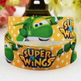 7/8'' (22mm) Superwings Cartoon Character printed Grosgrain Ribbon party decoration satin ribbons OEM 10 Yards