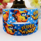 7/8'' (22mm) Superwings Cartoon Character printed Grosgrain Ribbon party decoration satin ribbons OEM 10 Yards