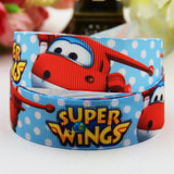 7/8'' (22mm) Superwings Cartoon Character printed Grosgrain Ribbon party decoration satin ribbons OEM 10 Yards