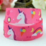 7/8" Kawaii unicorn Ribbon For Diy Hairbow headwear printed grosgrain ribbon gift decoration ribbons