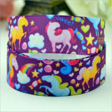 7/8" Kawaii unicorn Ribbon For Diy Hairbow headwear printed grosgrain ribbon gift decoration ribbons