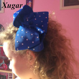 7'' Large Candy Color Hair Clip With Chic Rhinestone Hair Bow For Popular Girl Dance Party Hair Accessories
