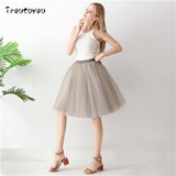 7 Layers 60cm Long Women Skirt Princess Tutu Tulle Skirts Fashion Ball Gown Lolita Skirt Summer Saias Femininas faldas Jupe