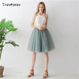 7 Layers 60cm Long Women Skirt Princess Tutu Tulle Skirts Fashion Ball Gown Lolita Skirt Summer Saias Femininas faldas Jupe