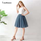 7 Layered Tulle Skirts Womens High Waist Swing Dolly Ball Gown Underskirt Mesh Tutu 2018 Summer Midi Skirt Faldas Saias Jupe