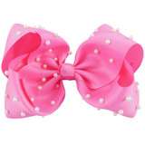 7 Inch White Pearl Ribbon Hair Bow With Clip Big Bowknot Hairpins Girl Barrettes Large Colorful Bow Hair Clip