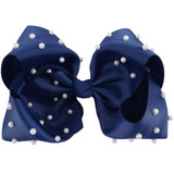 7 Inch White Pearl Ribbon Hair Bow With Clip Big Bowknot Hairpins Girl Barrettes Large Colorful Bow Hair Clip