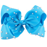 7 Inch White Pearl Ribbon Hair Bow With Clip Big Bowknot Hairpins Girl Barrettes Large Colorful Bow Hair Clip