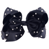 7 Inch White Pearl Ribbon Hair Bow With Clip Big Bowknot Hairpins Girl Barrettes Large Colorful Bow Hair Clip