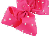 7 Inch White Pearl Ribbon Hair Bow With Clip Big Bowknot Hairpins Girl Barrettes Large Colorful Bow Hair Clip