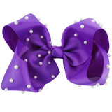 7 Inch White Pearl Ribbon Hair Bow With Clip Big Bowknot Hairpins Girl Barrettes Large Colorful Bow Hair Clip