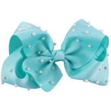 7 Inch White Pearl Ribbon Hair Bow With Clip Big Bowknot Hairpins Girl Barrettes Large Colorful Bow Hair Clip
