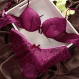 6475 Sexy Cozy Women Lace Cotton Bra Set  Embroidery Underwear Push Up Bra and Briefs