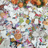 60pcs 2 Holes Assorted Random Mix white background Round and Animals Pattern Cartoons Wood Sewing Buttons Scrapbooking zmk-0001