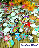 60pcs 2 Holes Assorted Random Mix white background Round and Animals Pattern Cartoons Wood Sewing Buttons Scrapbooking zmk-0001