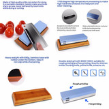 6000# 1000# Double-Sided Kitchen Knife Sharpener Stone Whetstones Tool With Non-Slip Rubber Base Bamboo Holder Best For Kitchen