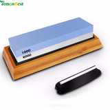 6000# 1000# Double-Sided Kitchen Knife Sharpener Stone Whetstones Tool With Non-Slip Rubber Base Bamboo Holder Best For Kitchen