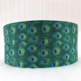 5Y43036 1"(25mm) Peacock ribbon high quality printed polyester ribbon 5 yards, DIY handmade materials, wedding gift wrap
