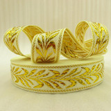 5Y42229 1"(25mm) gold metallic ribbon high quality printed polyester ribbon 5 yards, DIY handmade materials, wedding gift wrap