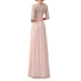 5XL Women Plus Size Dress Lace Chiffon Half Sleeve Maxi Long Gown Elegant Princess Evening Party Vestido Longo 2017 Robe Femme