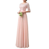5XL Women Plus Size Dress Lace Chiffon Half Sleeve Maxi Long Gown Elegant Princess Evening Party Vestido Longo 2017 Robe Femme
