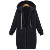 5XL Winter Coats 2018 Fashion Autumn Women Long Hoodies Sweatshirts Coat Casual Pockets Zipper Outerwear Hooded Jacket Plus Size