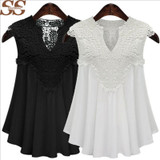 5XL Summer Women Blouse Lace Vintage Sleeveless Blouses White Black Crochet Casual Shirts Plus SizeTops 5XL Summer Women Blouse Lace Vintage Sleeveless Blouses White Black Crochet Casual Shirts Plus SizeTops