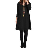 5XL Plus Size Womens Clothing 2018 Autumn Winter Women Pockets Dress Long Sleeve Solid O Neck Loose Dress Casual Ukraine Vestido