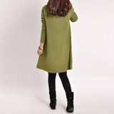 5XL Plus Size Womens Clothing 2018 Autumn Winter Women Pockets Dress Long Sleeve Solid O Neck Loose Dress Casual Ukraine Vestido