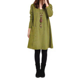 5XL Plus Size Womens Clothing 2018 Autumn Winter Women Pockets Dress Long Sleeve Solid O Neck Loose Dress Casual Ukraine Vestido