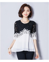 5XL Plus Size Summer Lace Office Blouses Blusas Women O-neck Flare Sleeve Girls Casual White Blouse for Female 2018 Tops Shirts