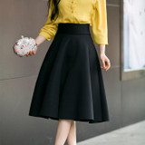 5XL Plus Size Skirt High Waisted Skirts Womens White Knee Length Bottoms Pleated Skirt Saia Midi Pink Black Red Blue 2018