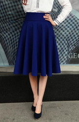 5XL Plus Size Skirt  High Waisted Skirts Womens White Knee Length Bottoms Pleated Skirt Saia Preta Pink Black Red Blue 2017
