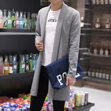 5xl Plus Size men's pure color long thin cardigan sweater/thin body big size sweater 2017 spring autumn fashion cardigan