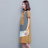 5XL Plus Size Loose Casual Summer Office Maxi Long Dress Women Vintage Patchwork Cotton Linen Dress Vestido 2018 Fashion Dresses