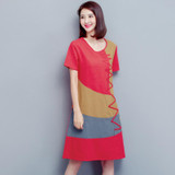 5XL Plus Size Loose Casual Summer Office Maxi Long Dress Women Vintage Patchwork Cotton Linen Dress Vestido 2018 Fashion Dresses