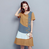 5XL Plus Size Loose Casual Summer Office Maxi Long Dress Women Vintage Patchwork Cotton Linen Dress Vestido 2018 Fashion Dresses