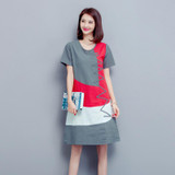 5XL Plus Size Loose Casual Summer Office Maxi Long Dress Women Vintage Patchwork Cotton Linen Dress Vestido 2018 Fashion Dresses