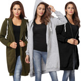 5XL Plus Size Fashion Women Hoodies 2017 Kpop Clothes Long Hooded Sweatshirt Women Coat Casual Pockets Zipper Solid Outerwear