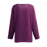5XL Plus Size Cotton Linen T-shirt Female Korean Women Long Sleeve Loose Casual Tee Shirt Femme Ethnic Vintage Autumn Shirt Top