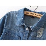 5XL Plus size 2016 Korean Casual Denim Patchwork Overcoats Vintage Loose Long Jeans Coat Spring Autumn Jeans Trench Coat