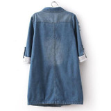 5XL Plus size 2016 Korean Casual Denim Patchwork Overcoats Vintage Loose Long Jeans Coat Spring Autumn Jeans Trench Coat