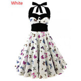 5XL Large size skull printed dress Women punk strapless halter party dresses Bowknot self gothic dress clothing Swing 1950s 60s
