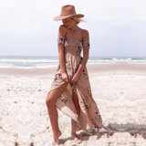 5XL Large Size Sexy Robe Summer 2018 Women Dresses Strapless Printed Maxi Dress Loose Plus Size Sexy Dress Long Boho Beach Dress