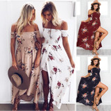 5XL Large Size Sexy Robe Summer 2018 Women Dresses Strapless Printed Maxi Dress Loose Plus Size Sexy Dress Long Boho Beach Dress