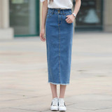 5XL High Waist Pockets Straight Denim Long Skirt Casual Summer Vintage Jupe Femme High Quality Plus Size Denim Skirts TT2412