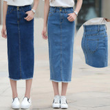 5XL High Waist Pockets Straight Denim Long Skirt Casual Summer Vintage Jupe Femme High Quality Plus Size Denim Skirts TT2412