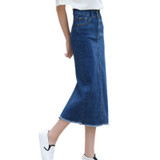 5XL High Waist Pockets Straight Denim Long Skirt Casual Summer Vintage Jupe Femme High Quality Plus Size Denim Skirts TT2412