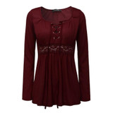 2018 Autumn Sexy Blouses ZANZEA Women V Neck Long Sleeve Lace Splicing Solid Blusas Tops Casual Plus Size Shirts Oversized